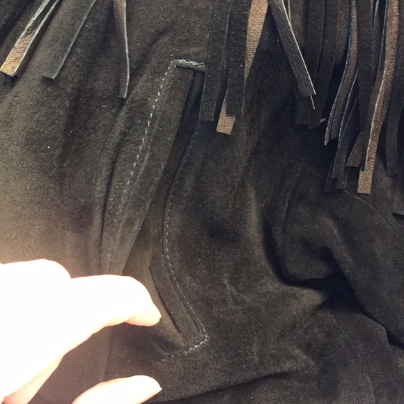 Vintage 100% Genuine suede leather fringe Women’s jacket waist details - Picture 8 of 12